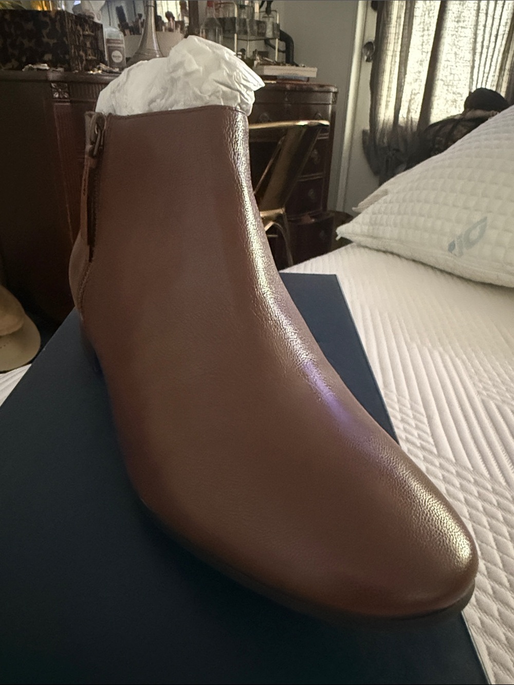 Cole Haan Women's Brown Leather Ankle Boot with Side Zip